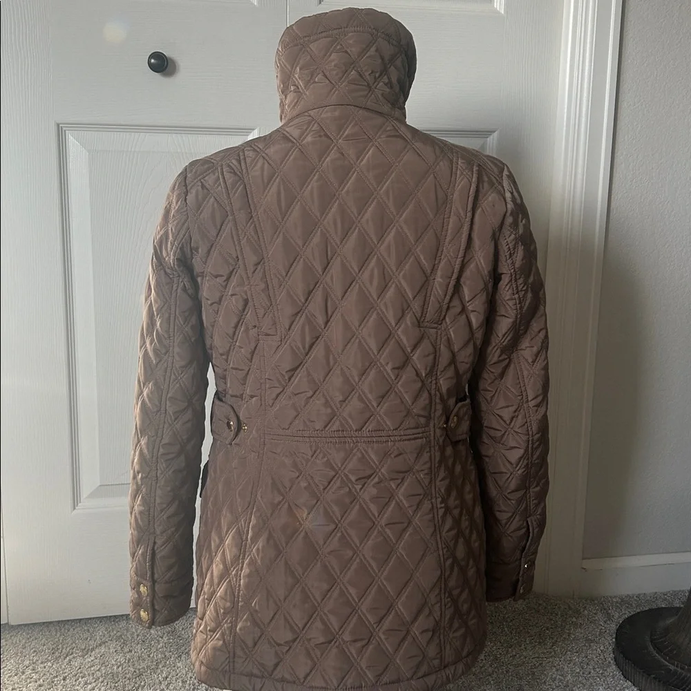 Michael Kors Light Brown Quilted Puffer Jacket Gold Accents Size M - Picture 4 of 14